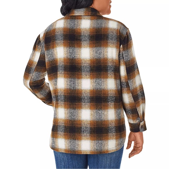 NWT Member's Mark Brown Plaid Ladies Shacket - Picture 10 of 11